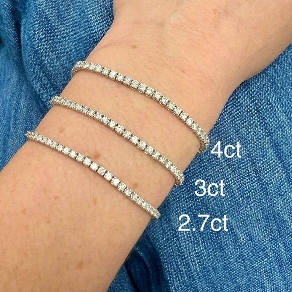 3ct Lab-Grown Classic Diamond Tennis Bracelet in 14K Yellow Gold - Picture 1 of 3